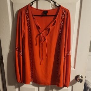 Worthington Orange Blouse with Elegant Design
